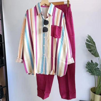 Zweiteiliges Herbst-Set aus Leinen Kuscheliges Shirt & Weite Hose - Zayenne