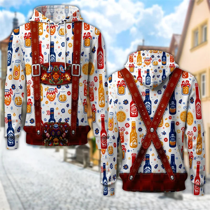 3D Trachten Hoodie mit Bierkrug-Print – ProstZeit Oktoberfest 2026