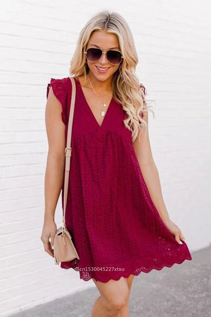 Trendy Sommer-Minikleid mit Volantärmeln – Elina