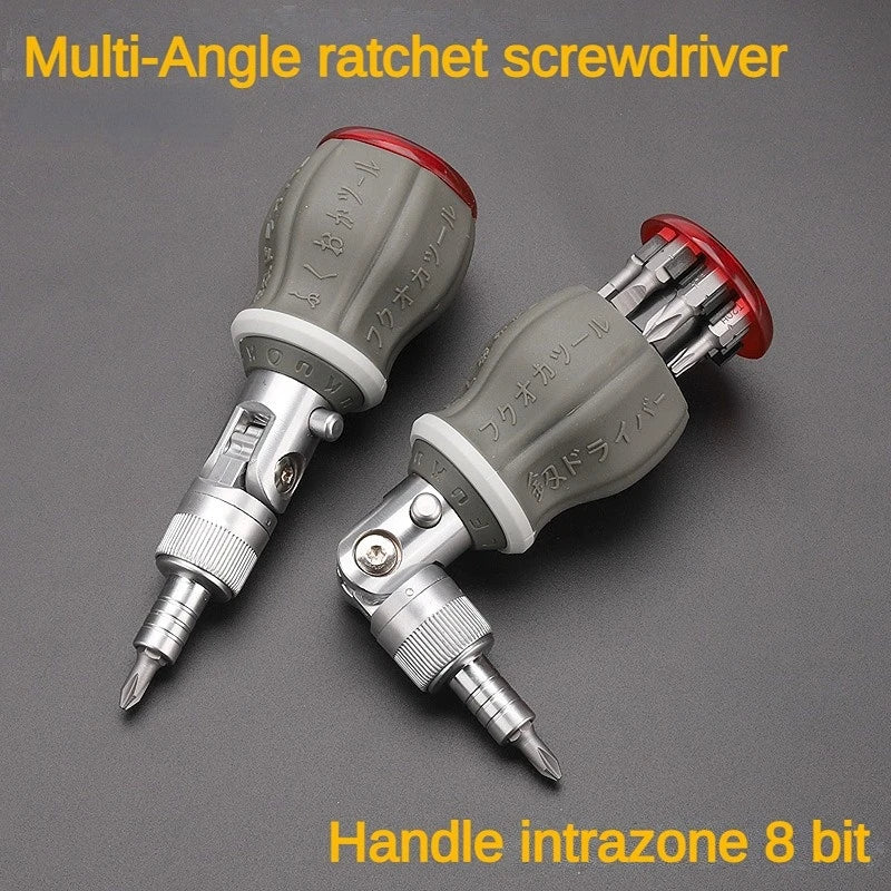 8-in-1 Multifunktions-Ratschen-Schraubendreher mit verstellbarem Winkel – FlexiGrip