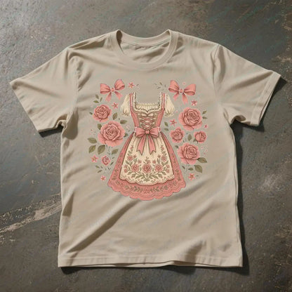 Damen T-Shirt mit Dirndl-Print – RosaBlüte Oktoberfest 2026