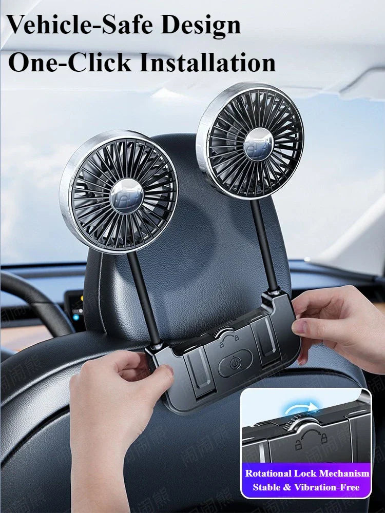 Dual-Head Hintertischventilator – Eary – (USB-C wiederaufladbar)