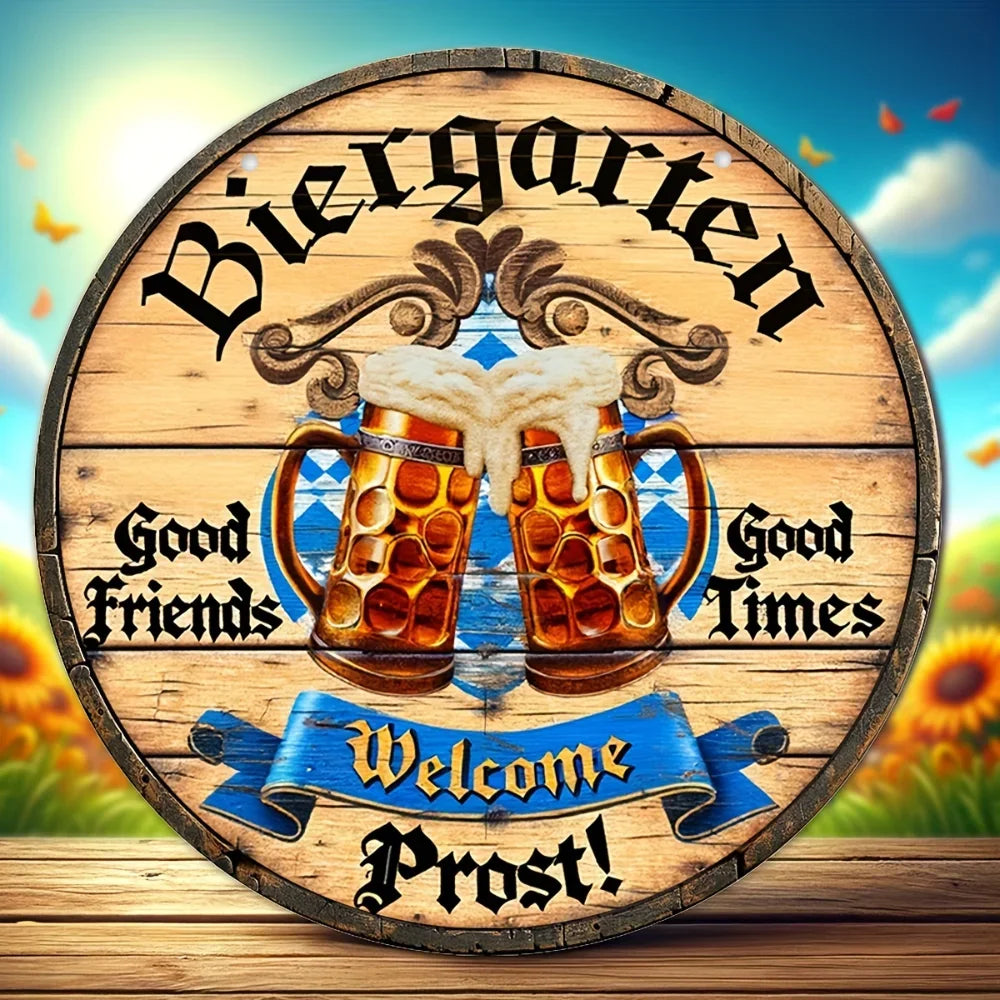 Metallisches Wandschild „Biergarten Prost“ – ProstSchild Oktoberfest 2026
