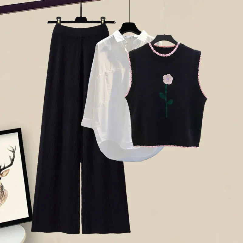 Dreiteiliges Damen Winter Outfit Set mit Strickjacke – Marisa