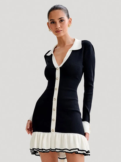 Strick-Minikleid mit Rückenausschnitt und Bandage-Design – Amira Herbstzauber Edition