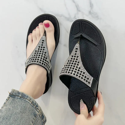 Bequeme Damen-Platform-Slipper mit Strass – Geneva