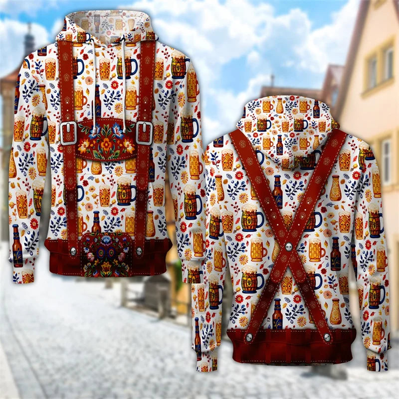 3D Trachten Hoodie mit Bierkrug-Print – ProstZeit Oktoberfest 2026