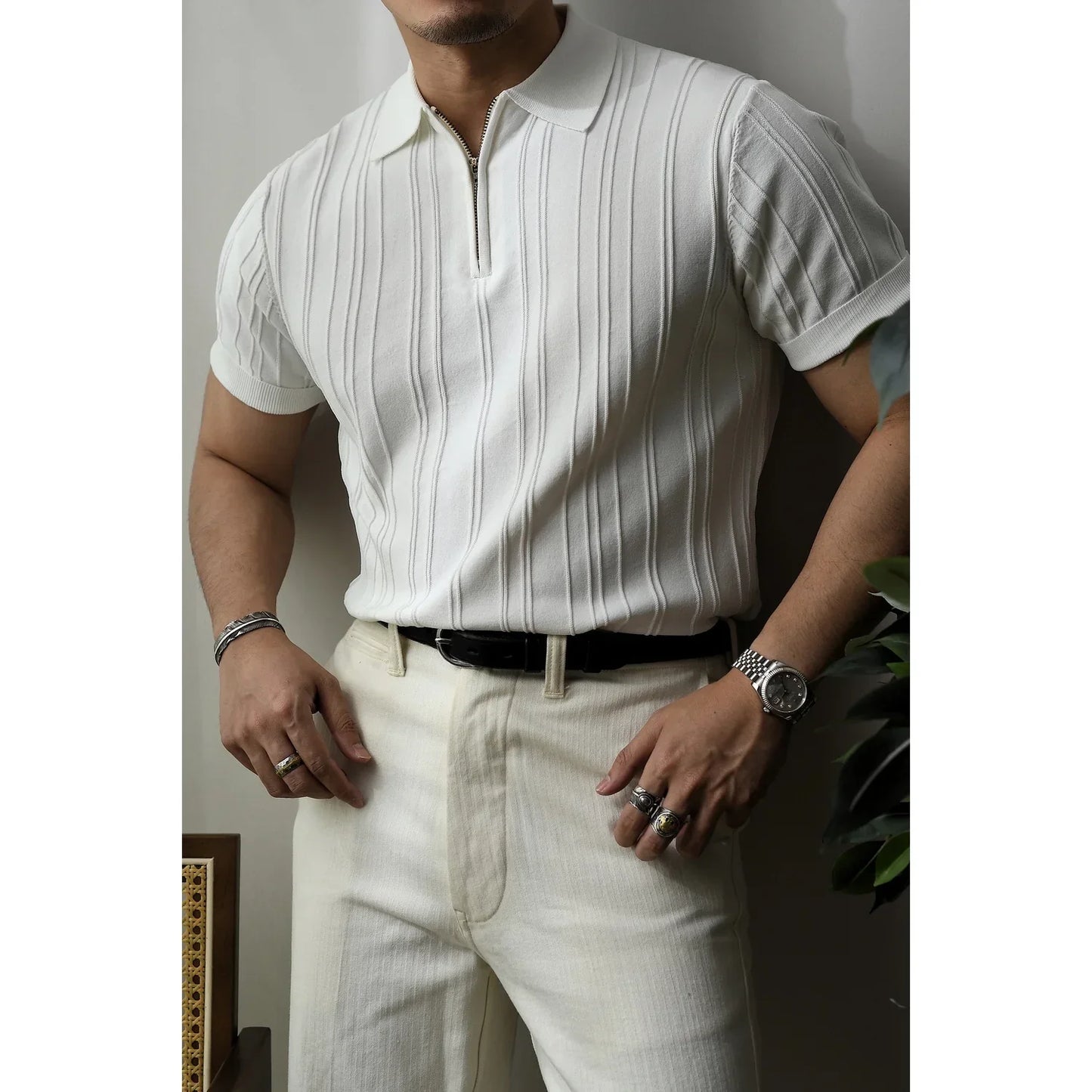 Slim Fit Herren-Poloshirt mit Reißverschluss – Fabrizio