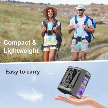 8000mAh tragbarer Kühl-Gürtelventilator mit Powerbank und LED-Licht – FrostBreeze