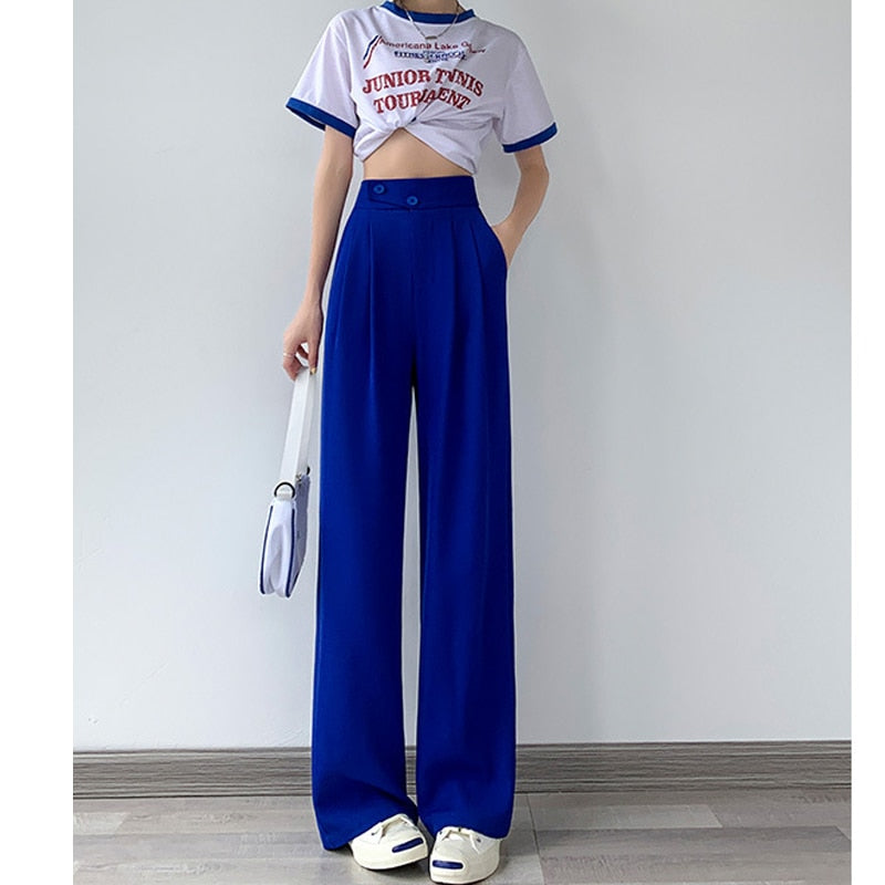 High-Waist Casual Damen Hose mit weitem Bein – Emilia Herbstedition