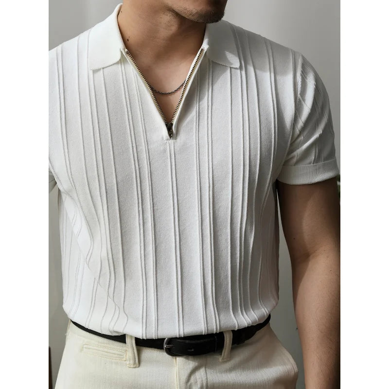 Slim Fit Herren-Poloshirt mit Reißverschluss – Fabrizio