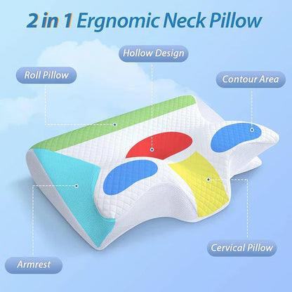2-in-1 viskoelastisches Nackenstützkissen mit ergonomischem Konturdesign – RestAlign