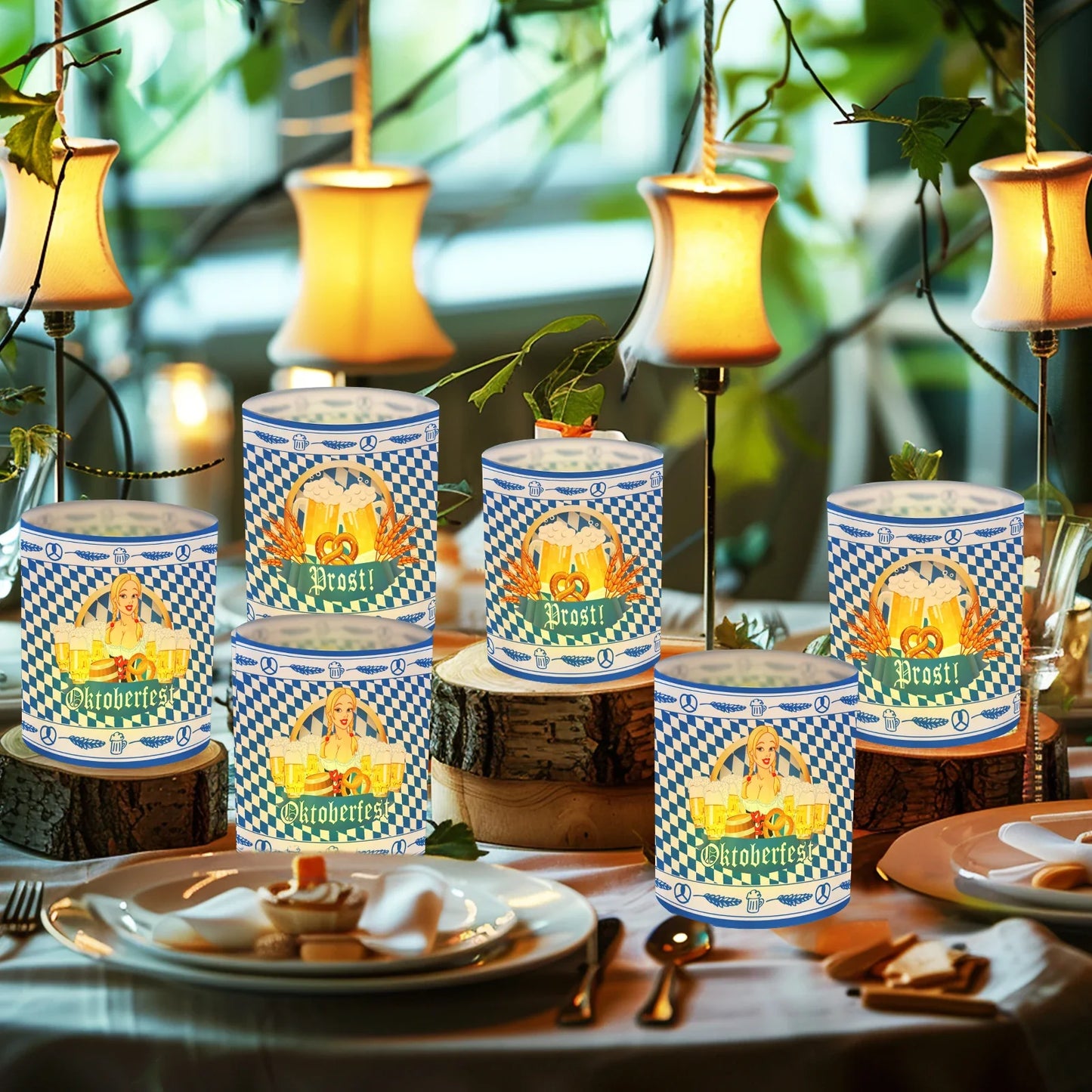 Tisch-Laternen Set im Oktoberfest-Design (12 Stück, 1+1 gratis) – LampenFreude Oktoberfest 2026