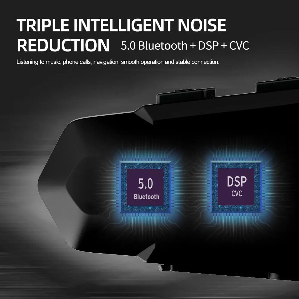 Bluetooth-Motorradhelm-Intercom-Headset mit 1000 m Reichweite & IPX6 wasserdicht – RoadComm