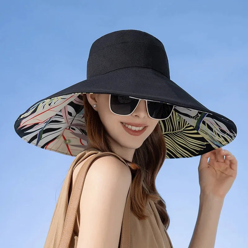 Wendbarer Sonnenhut aus Baumwolle mit breiter Krempe (56–60 cm) – Liora