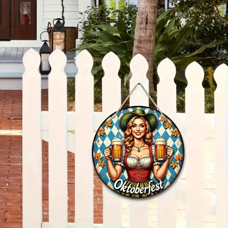 Runde Wanddeko „Oktoberfest-Madl“ (20 cm) – BierMaid Art Oktoberfest 2026