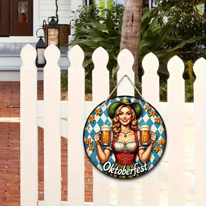 Runde Wanddeko „Oktoberfest-Madl“ (20 cm) – BierMaid Art Oktoberfest 2026
