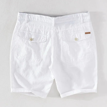 Strandshorts Herren Leinen-Baumwolle Sommerlook mit Knopfverschluss - Sandro