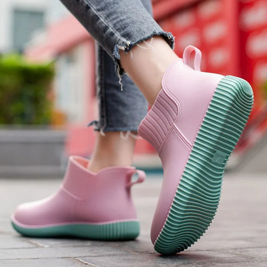 Damen Regenstiefeletten wasserdicht mit gestricktem Schaft & Antirutschsohle – Liora