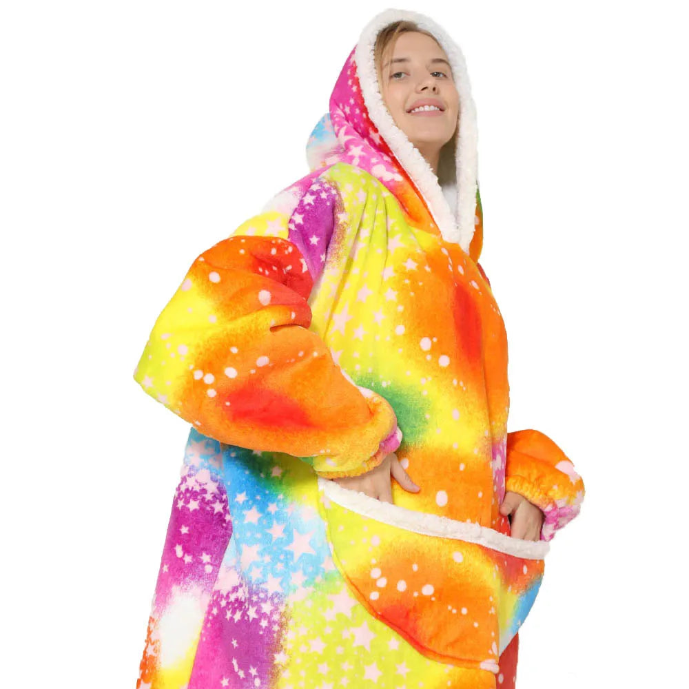 Oversized Fleece-Decke mit Kapuze & Taschen – SnugJoy