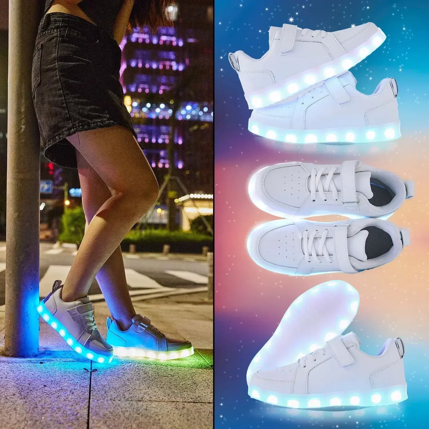 Kinder-LED-Sneaker mit Farbwechsel-Leuchteffekt beim Gehen