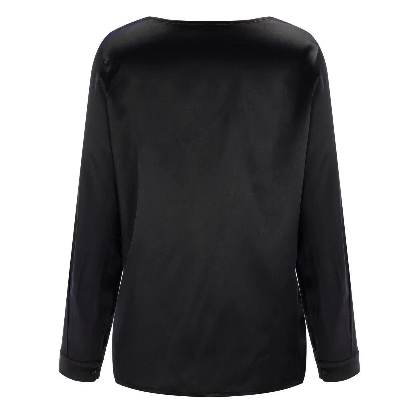 Herbstliche Satin Damenbluse mit tiefem V-Ausschnitt & langen Ärmeln – Daria