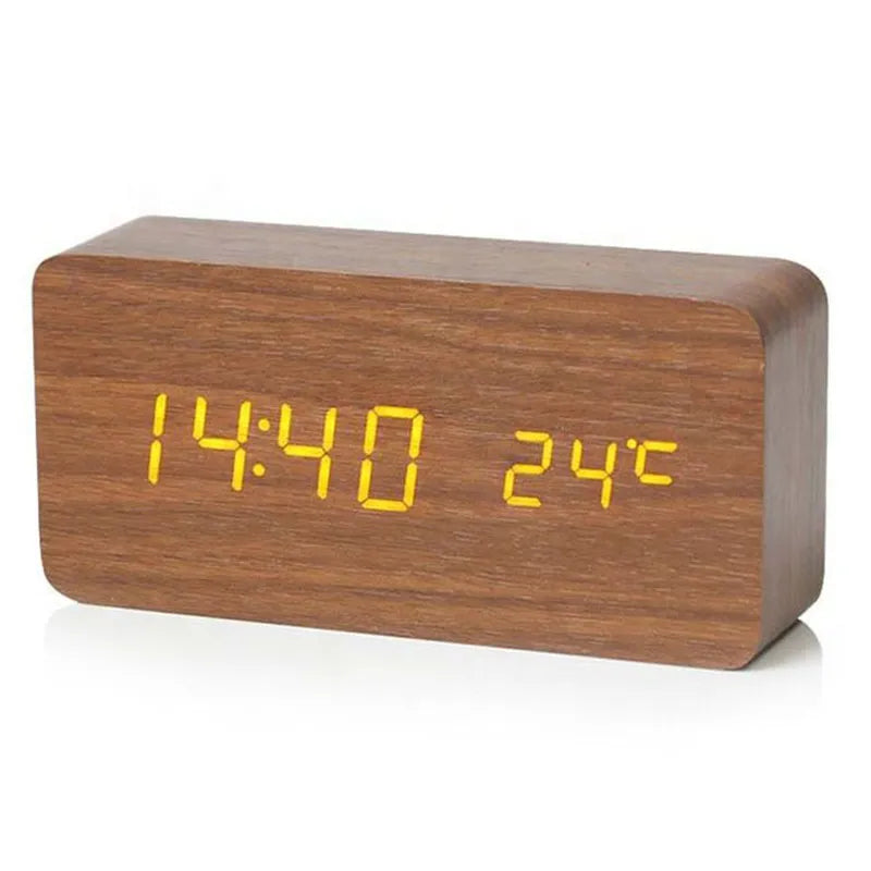 Digitaler Holz-Wecker mit LED-Anzeige – WoodSync