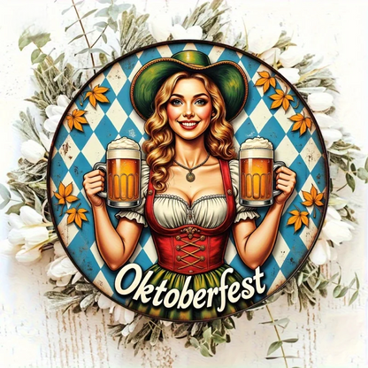 Runde Wanddeko „Oktoberfest-Madl“ (20 cm) – BierMaid Art Oktoberfest 2026