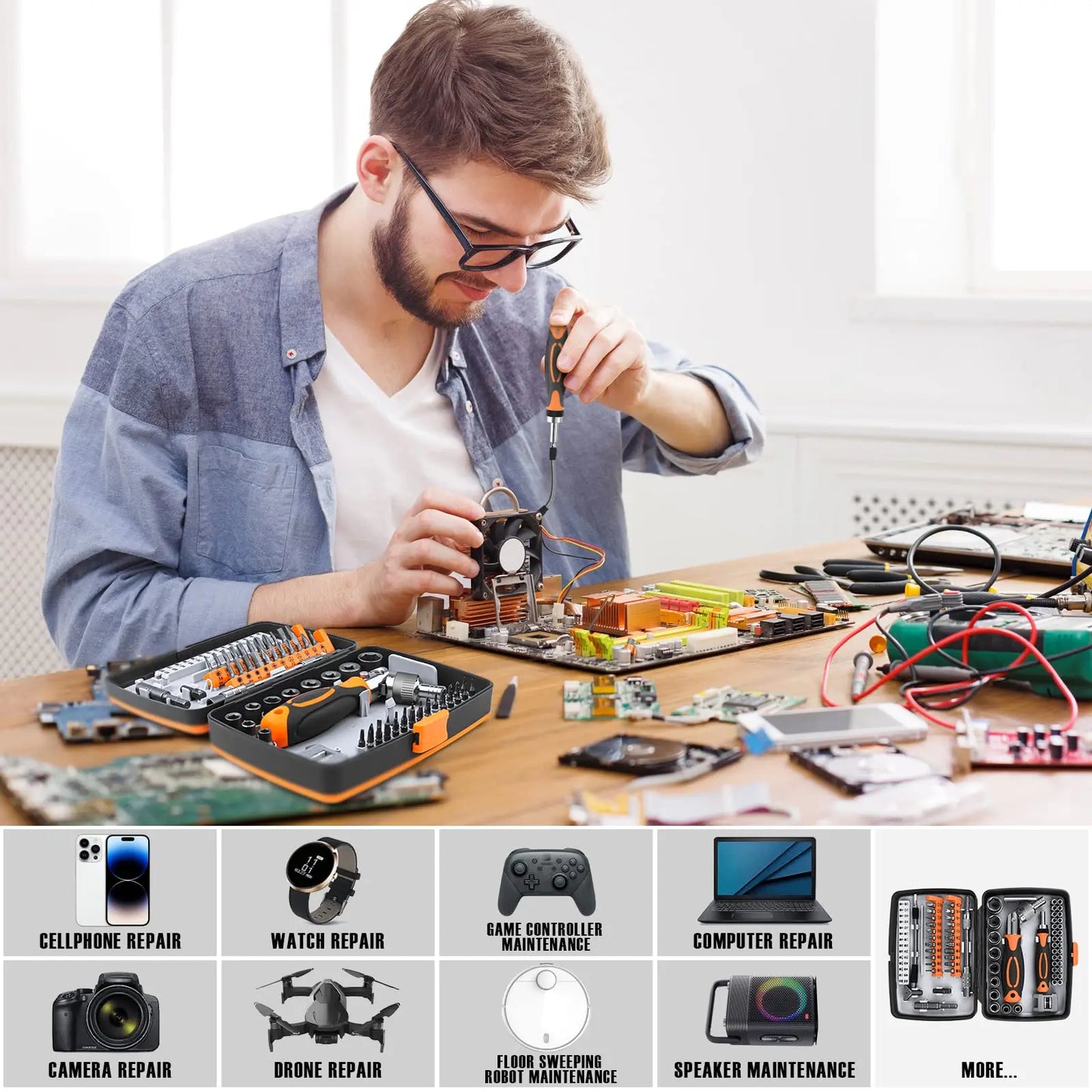 68-in-1 Ratschraubendreher Set mit Magnetbits & Verlängerungsstange – FortiDrive