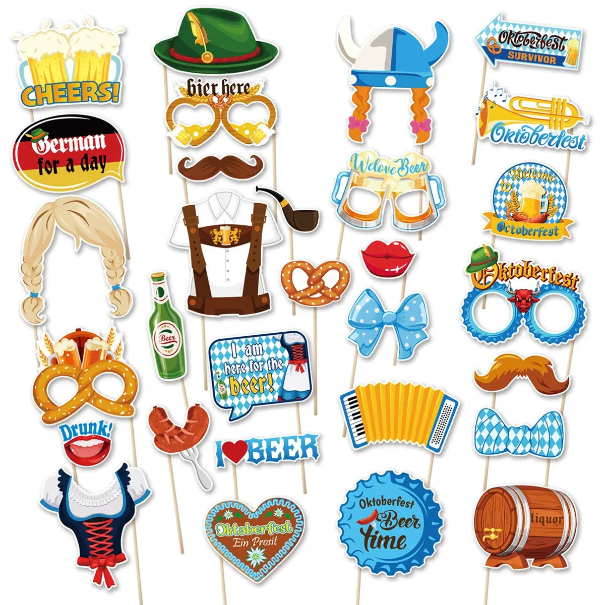 Foto-Requisiten Set im Oktoberfest-Design (30-teilig)- 1+1 Gratis – GaudiSpaß Oktoberfest 2026