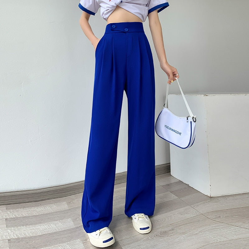 High-Waist Casual Damen Hose mit weitem Bein – Emilia Herbstedition