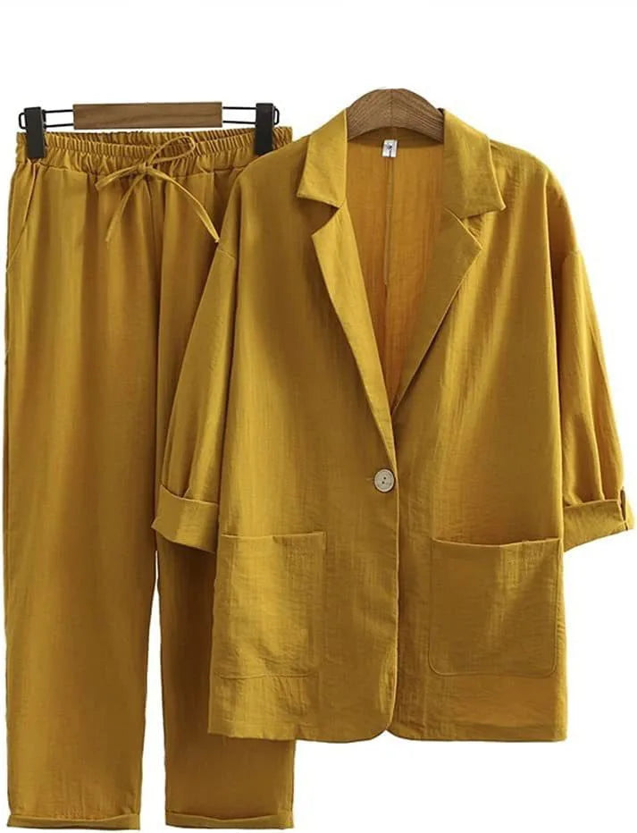 Herbstlich & Stylisch Zweiteiler mit Jäckchen und gerader Hose Damen – Sorella