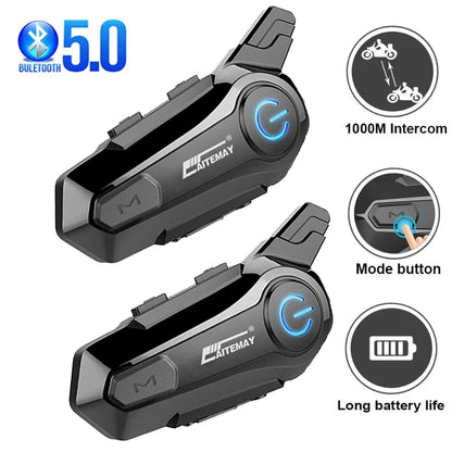 Bluetooth-Motorradhelm-Intercom-Headset mit 1000 m Reichweite & IPX6 wasserdicht – RoadComm