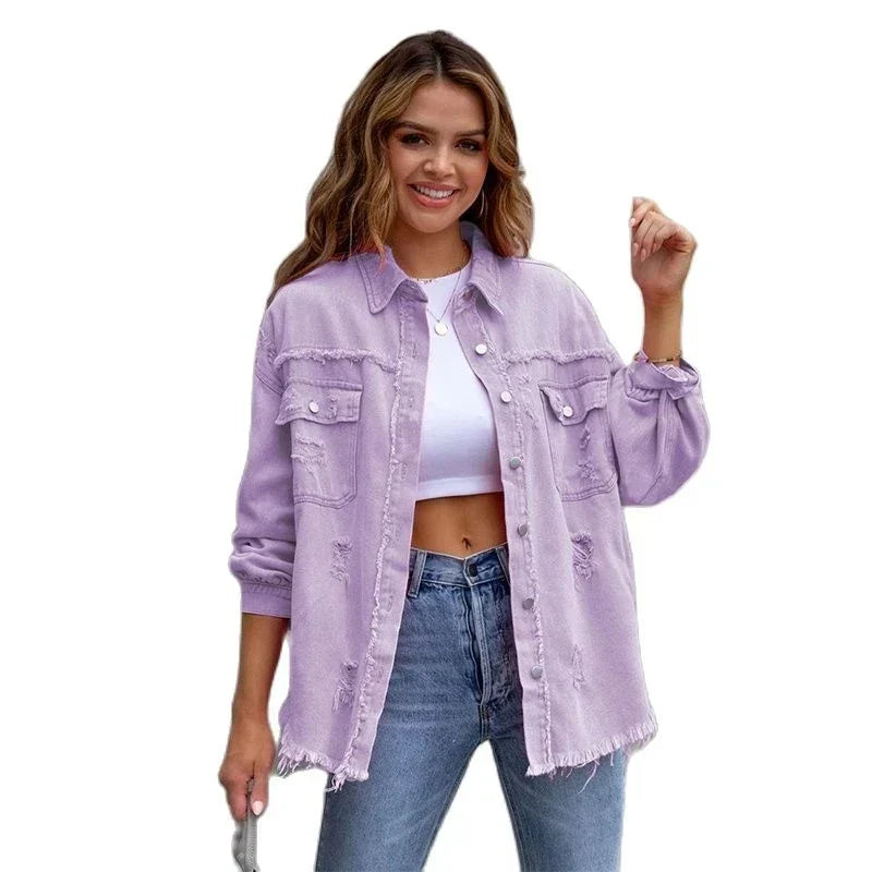 Boho Damen Jeansjacke mit herbstlichem Ibiza-Flair & Slim Fit – Yara