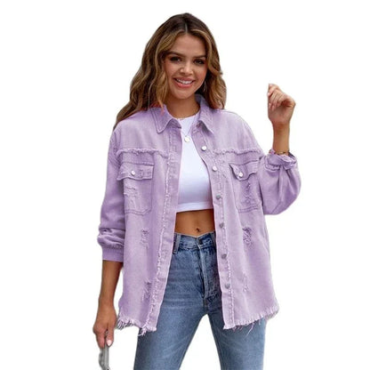 Boho Damen Jeansjacke mit herbstlichem Ibiza-Flair & Slim Fit – Yara
