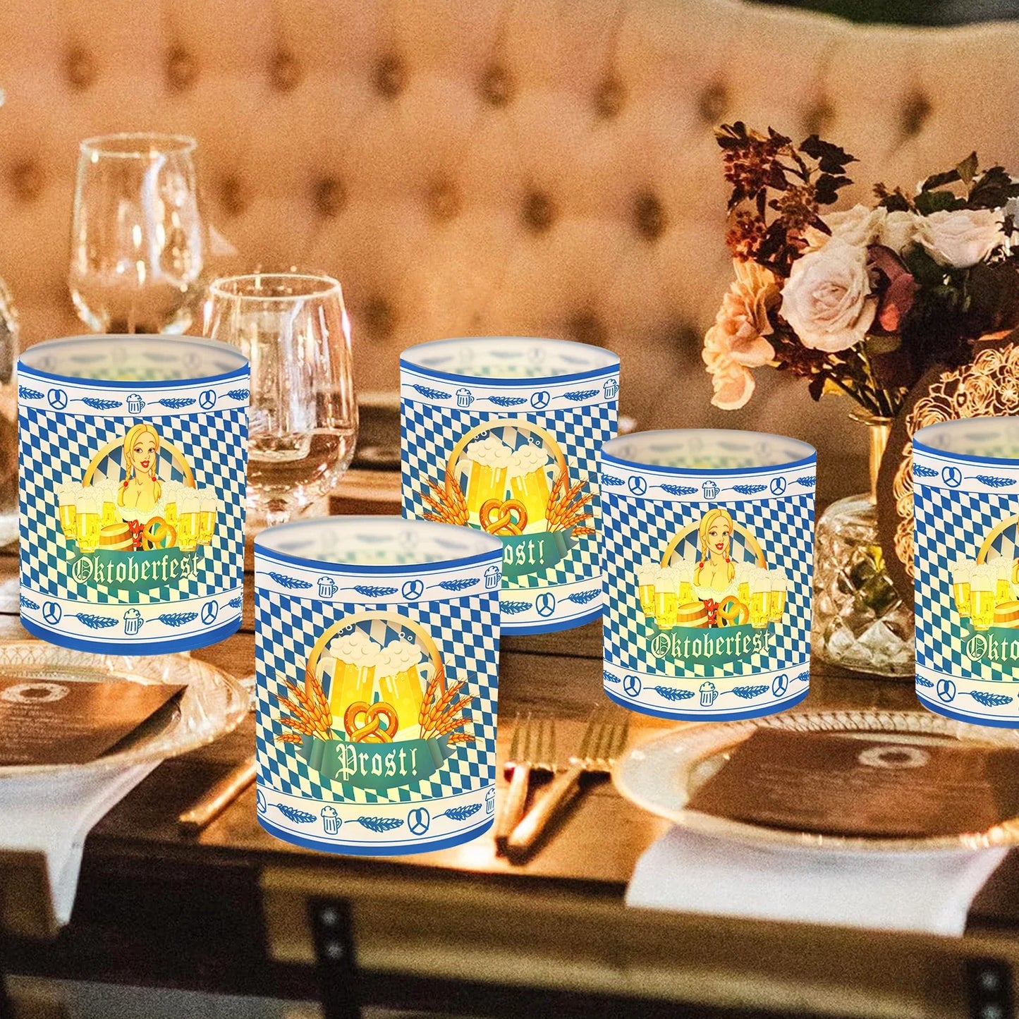 Tisch-Laternen Set im Oktoberfest-Design (12 Stück, 1+1 gratis) – LampenFreude Oktoberfest 2026
