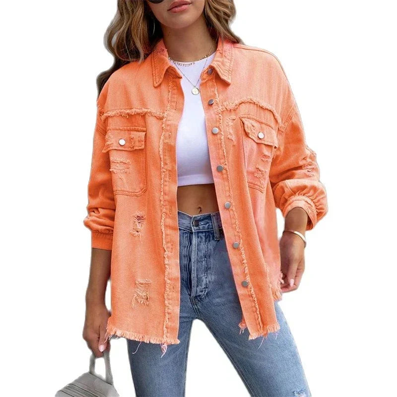 Boho Damen Jeansjacke mit herbstlichem Ibiza-Flair & Slim Fit – Yara