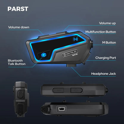 Bluetooth-Motorrad-Intercom 10 Fahrer & IP67 wasserdicht – RideSync