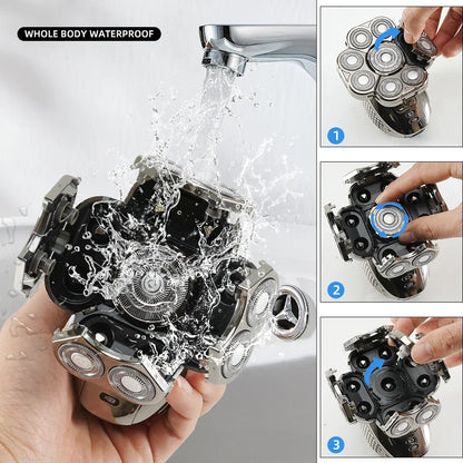 6-in-1 wasserdichter elektrischer Rasierer für Männer mit 9D schwebenden Köpfen & Pflegeset – MultiTrim