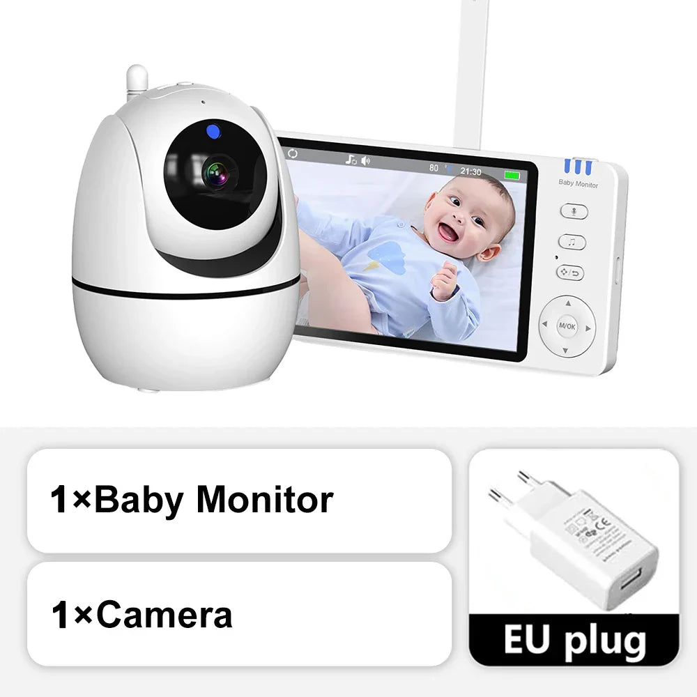 5-Zoll HD Video-Babyphone mit Kamera, PTZ-Zoom und Nachtsicht