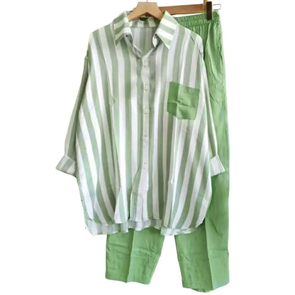 Zweiteiliges Herbst-Set aus Leinen Kuscheliges Shirt & Weite Hose - Zayenne