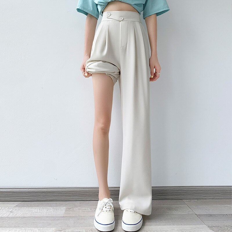 High-Waist Casual Damen Hose mit weitem Bein – Emilia Herbstedition