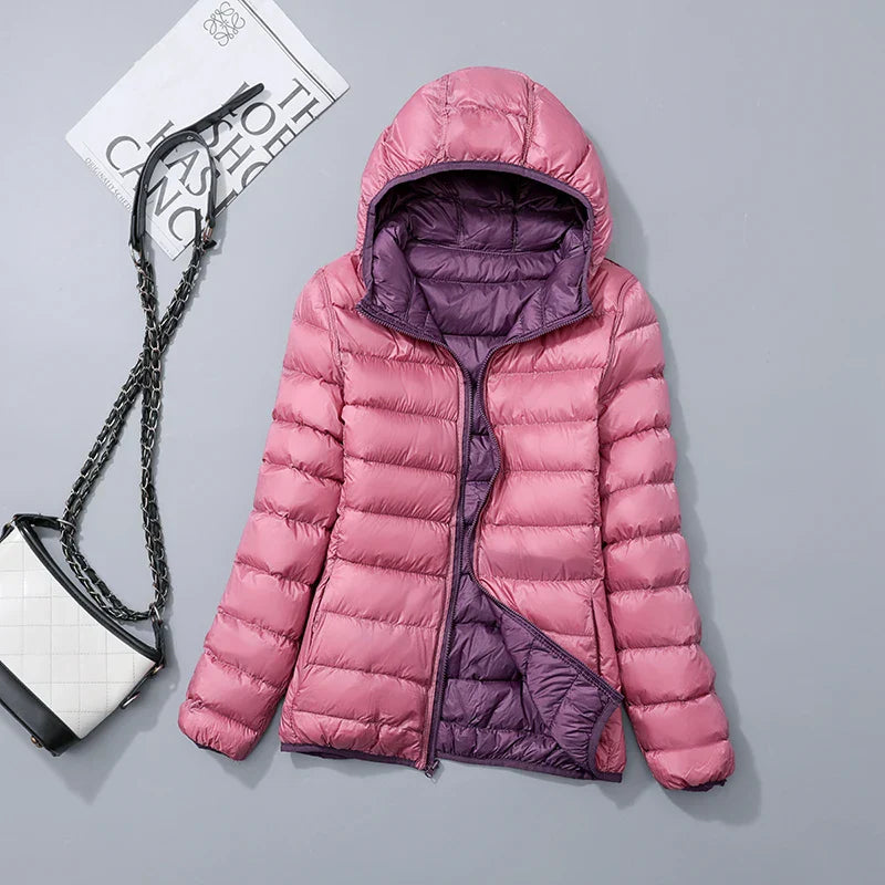 Wendbare Daunenjacke mit Kapuze – Soraya