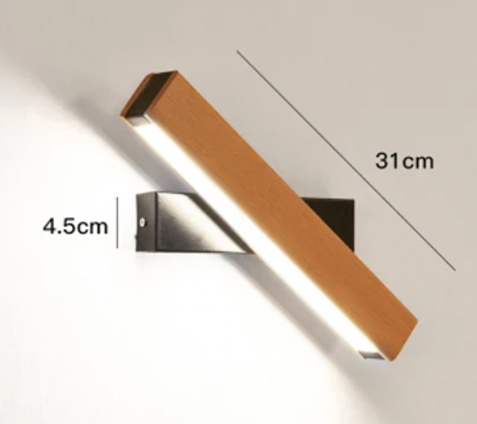 Maßgrafik der längeren Variante mit schwarzer Halterung, Länge 31 cm und Höhe 4,5 cm, schräg gedreht.