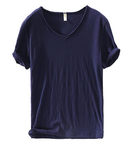 Herren V-Ausschnitt Leinen Shirt – Luca