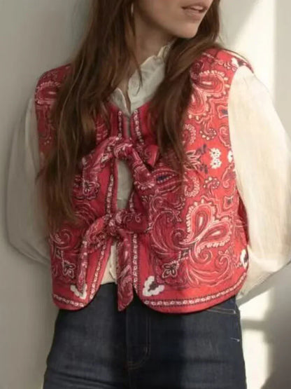 Y2K Rot Bandana Wickel-Top Trendiges Cropped Streetwear-Oberteil - Liora