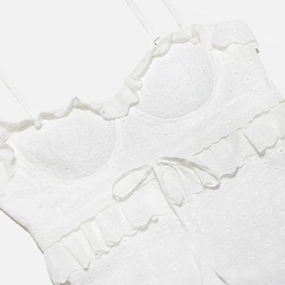 Stilvolles Besticktes Camisole Maxikleid in Weiß – Alina