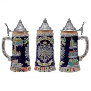 Bierkrug mit Relief & Zinndeckel (0,8 L) – BavariaKrug Oktoberfest 2026