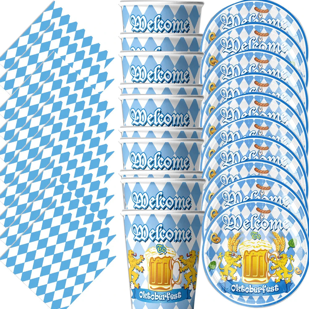 Einweg-Partygeschirr Set im Oktoberfest-Design (60-teilig) – WillkommenSet Oktoberfest 2026
