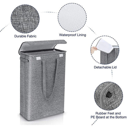 45L Slim Wäschekorb mit Deckel – Neris